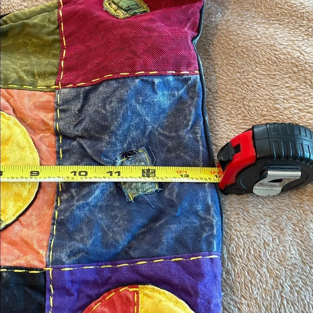 Patchwork Peace Shoulder Bag | Boho Hippie Festival Purse | Zipper Closure - Picture 6 of 9